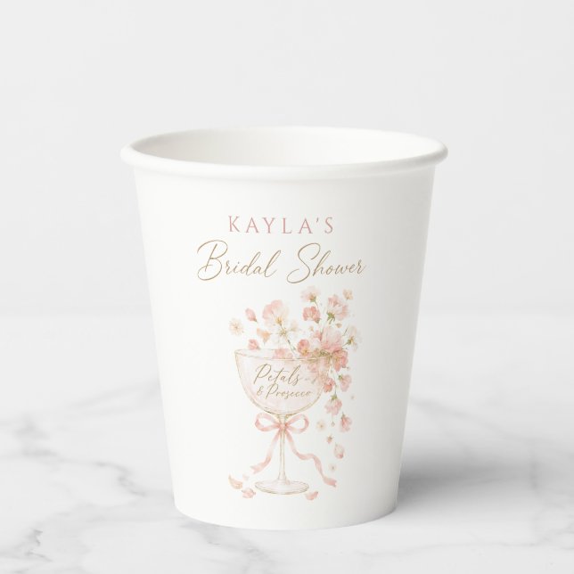 Gobelets En Papier Fête de mariage Petals & Prosecco  (Recto)