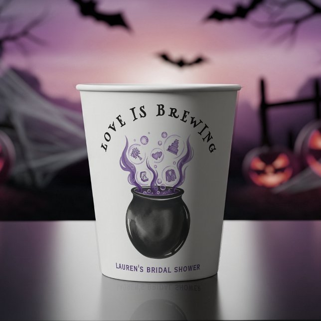 Gobelets En Papier Fête de mariage thème Halloween Chaudron d'Amour (Love is Brewing Cauldron Halloween Bridal Shower Paper Cups
)