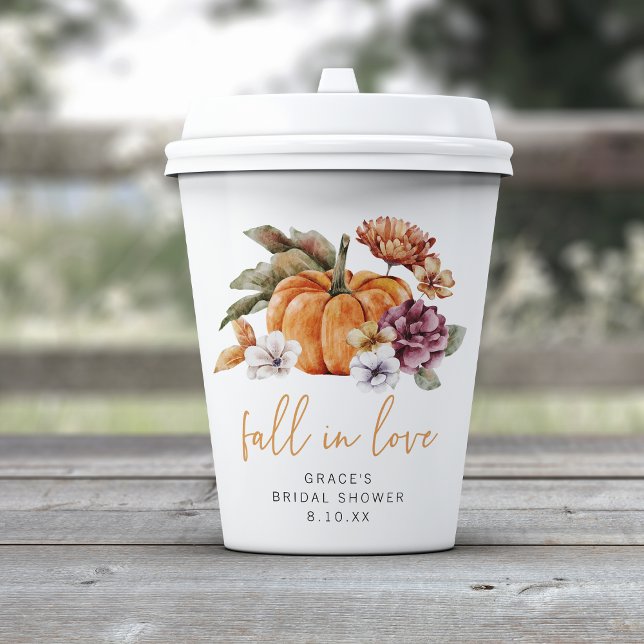 Gobelets En Papier Fête de mariage : Tombez amoureux (Elegant Floral Fall In Love Bridal Shower Paper cups by Painted Paperie)