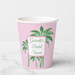 Gobelets En Papier Fête de mariage tropicale Arbre à palmes rose et v