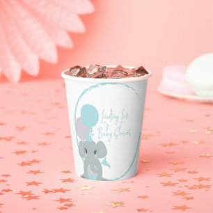 Gobelets En Papier Fête de naissance bébé fille éléphant pastel écrit