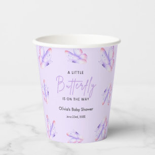 Gobelets En Papier Fête de naissance bébé papillon un peu violet