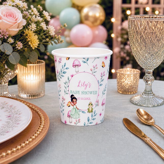 Gobelets En Papier Fête de naissance de la Princesse Grenouille Bois (Créateur téléchargé)