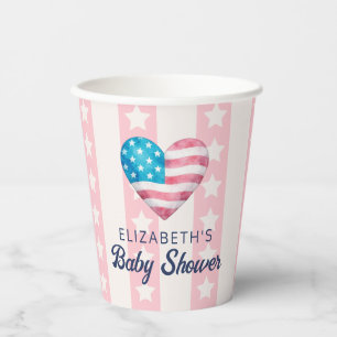 Gobelets En Papier Fête de naissance Fille Étoiles et Rayures Cœur &
