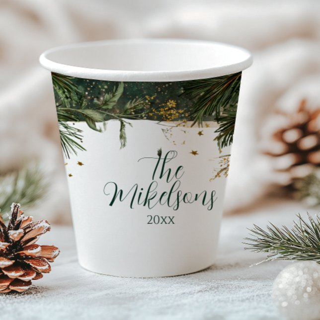 Gobelets En Papier Fête de Noël Anémonique Blanc d'hiver (Créateur téléchargé)