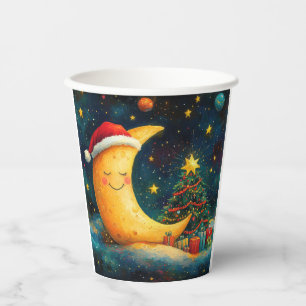 Gobelets En Papier Fête de Noël drôle Lune Galaxy
