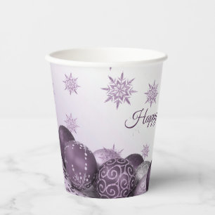 Gobelets En Papier Fête de Noël Pink Purple Orament Snowflakes