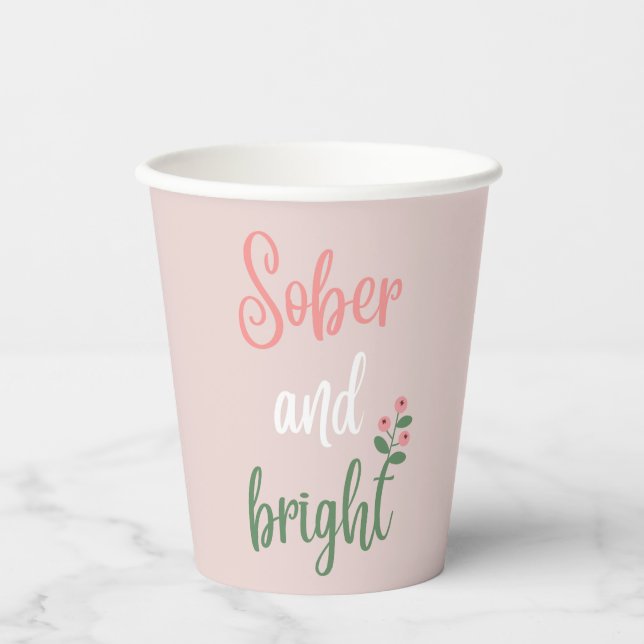Gobelets En Papier Fête de Noël sobre et lumineuse rose (Recto)