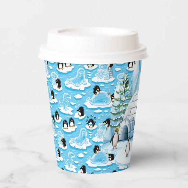 Gobelets En Papier Fête de pingouins (Recto)