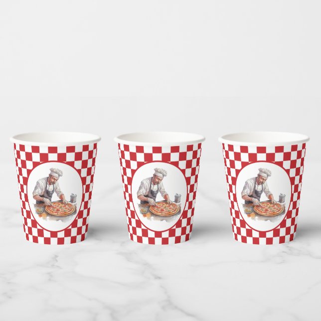 Gobelets En Papier Fête de pizza du chef cool  (Multi)