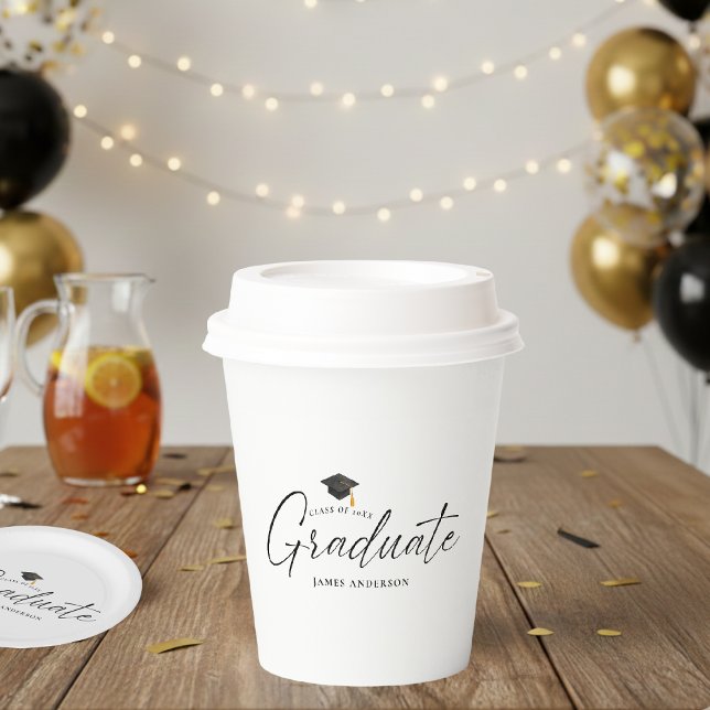 Gobelets En Papier Fête de remise de diplômes avec écriture élégante  (Créateur téléchargé)