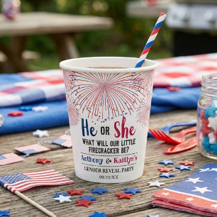 Gobelets En Papier Fête de révélation de genre Feu d'artifice 4 juill