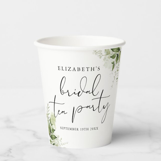 Gobelets En Papier Fête de thé de mariage élégant écriture rustique v (Recto)