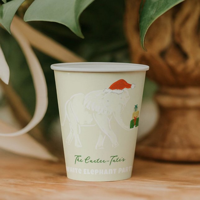 Gobelets En Papier Fête des éléphants blancs illustrée (Festive White Elephant Party Illustrated Paper Cups)