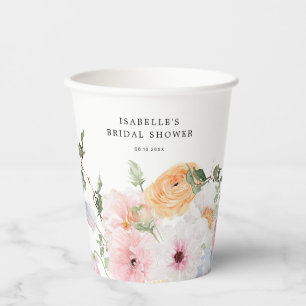 Gobelets En Papier Fête des mariées colorée Pastel Floral