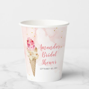 Gobelets En Papier Fête des mariées de crème glacée rose et or