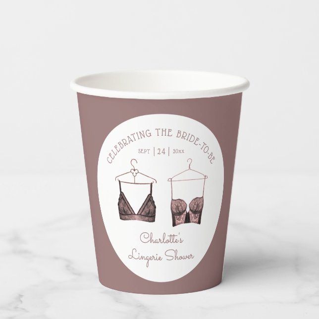 Gobelets En Papier Fête des mariées de lingerie en dentelle noire (Verso)