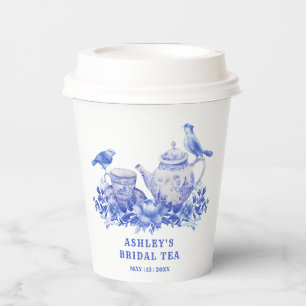 Gobelets En Papier Fête des mariées florale bleue et blanche Tea Pa