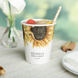Gobelets En Papier Fête des mariées florale de tournesol