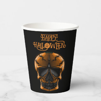 Gobelets En Papier Fête d'Halloween à la Citrouille Crâne