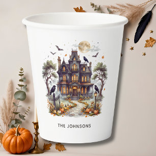 Gobelets En Papier Fête d'Halloween élégante au manoir hanté