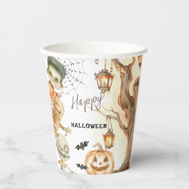 Gobelets En Papier Fête d'Halloween pour Enfants (Recto)