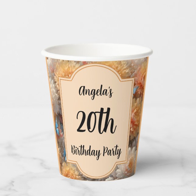 Gobelets En Papier Fête du 20e anniversaire (Recto)