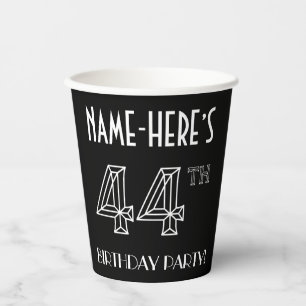 Gobelets En Papier Fête du 44e anniversaire : Style Art Déco + Nom pe
