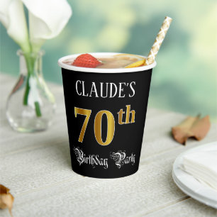 Gobelets En Papier Fête du 70e anniversaire — Script fantaisie, Fa