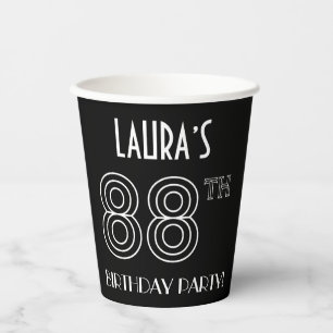 Gobelets En Papier Fête du 88e anniversaire : Style Art Déco + Nom pe