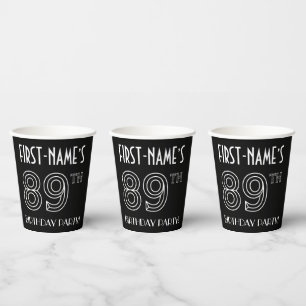 Gobelets En Papier Fête du 89e anniversaire : Style Art Déco + Nom pe