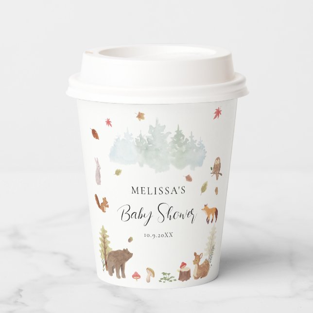 Gobelets En Papier Fête du Baby shower des animaux des bois (Verso)