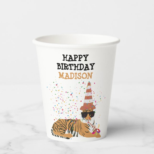 Gobelets En Papier Fête du tigre - Animaux ayant une fête (Recto)