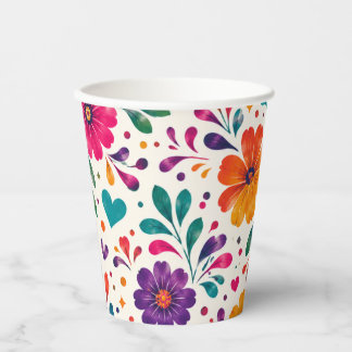 Gobelets En Papier Fête Florale Espagnole