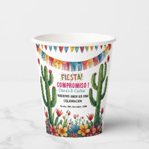 Gobelets En Papier Fête Mexicaine Cactus Floraux Colorés pour une Mar