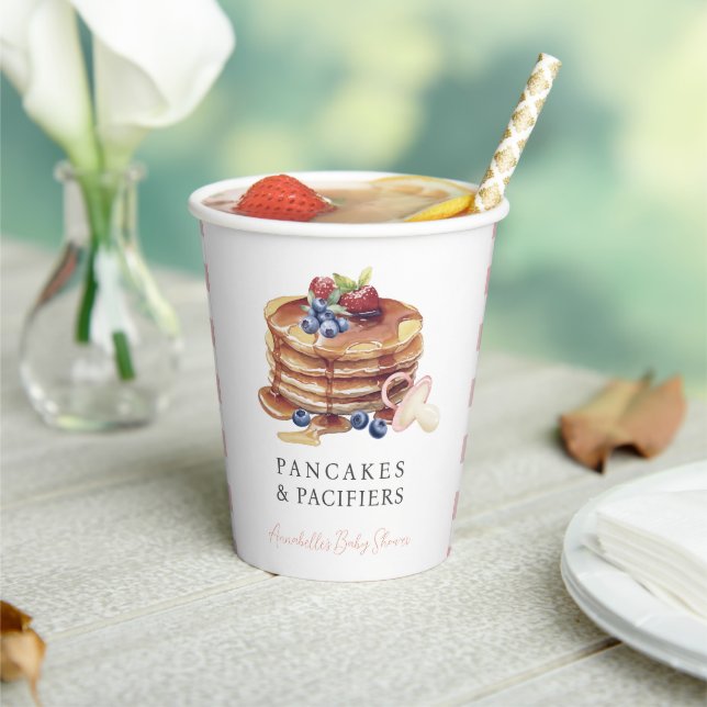 Gobelets En Papier Fête Prénatale Fille Gingham Rose Crêpes & Tétines (Insitu)