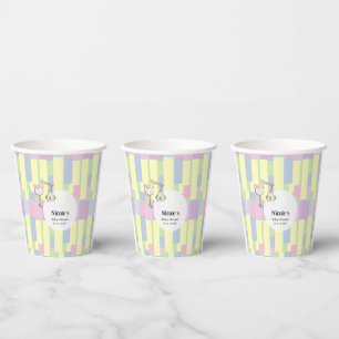 Gobelets En Papier Fête prénatale funky rétro cubiste avec une cigogn