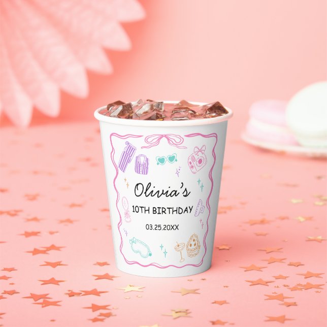 Gobelets En Papier Fête Pyjama Anniversaire Fille (Insitu)