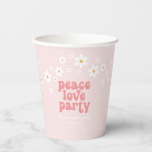Gobelets En Papier Fête Rétro Paix Amour Bohème Anniversaire Rose Dai