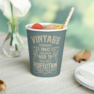 Gobelets En Papier Fête vintage d'anniversaire personnalisée
