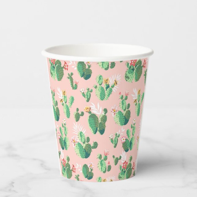 Gobelets en papier fêtes sud-ouest Cactus Rose et  (Recto)