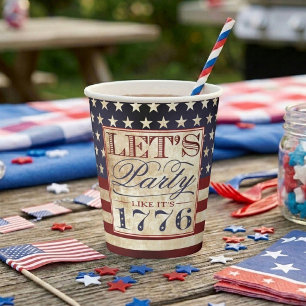 Gobelets En Papier Fêtons comme si nous étions en 1776 Vintage 4 ju