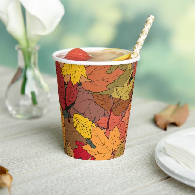 Gobelets En Papier Feuilles d'automne colorées (Insitu)