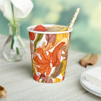 Gobelets En Papier Feuilles d'automne Couleur automnale Botanique sai