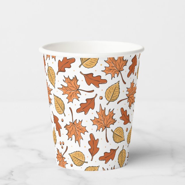 Gobelets En Papier Feuilles d'automne et Motif d'Acorns (Recto)