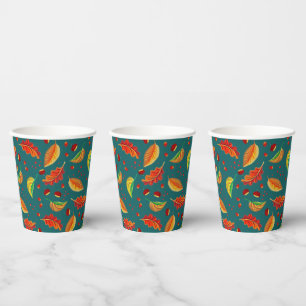 Gobelets En Papier Feuilles d'automne Noix châtaignes Motif Élégant a