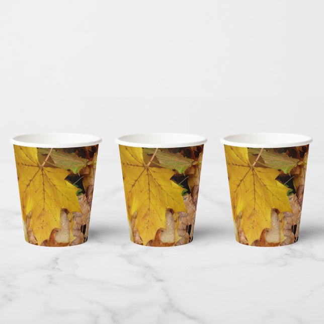 Gobelets En Papier Feuilles de Érable Tombées Jaune Automne Nature (Multi)