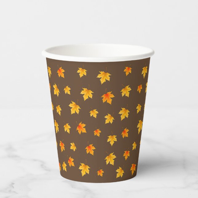 Gobelets En Papier Feuilles de l'érable automne (Recto)