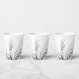 Gobelets En Papier Feuilles de Palmier Minimalisme Esquisse