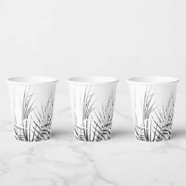 Gobelets En Papier Feuilles de Palmier Minimalisme Esquisse (Multi)